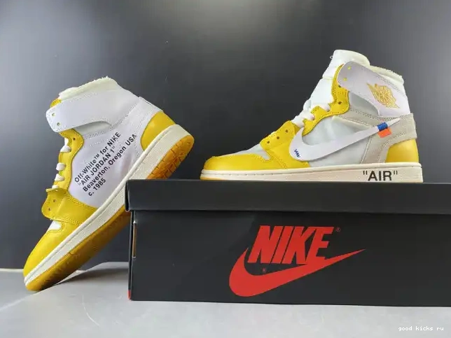 Rep x NRG Yellow-Cone Off-White Jordan Dark Powder Air 1 AQ0818-149 White 0423